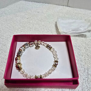 Women's Avon Studio 1886 Clear & Gold Beaded Charm Bracelet One Size